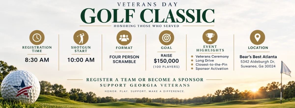 GRSC Veterans Day Golf Classic flyer — Wednesday, November 11, 2026 at Bear's Best Atlanta